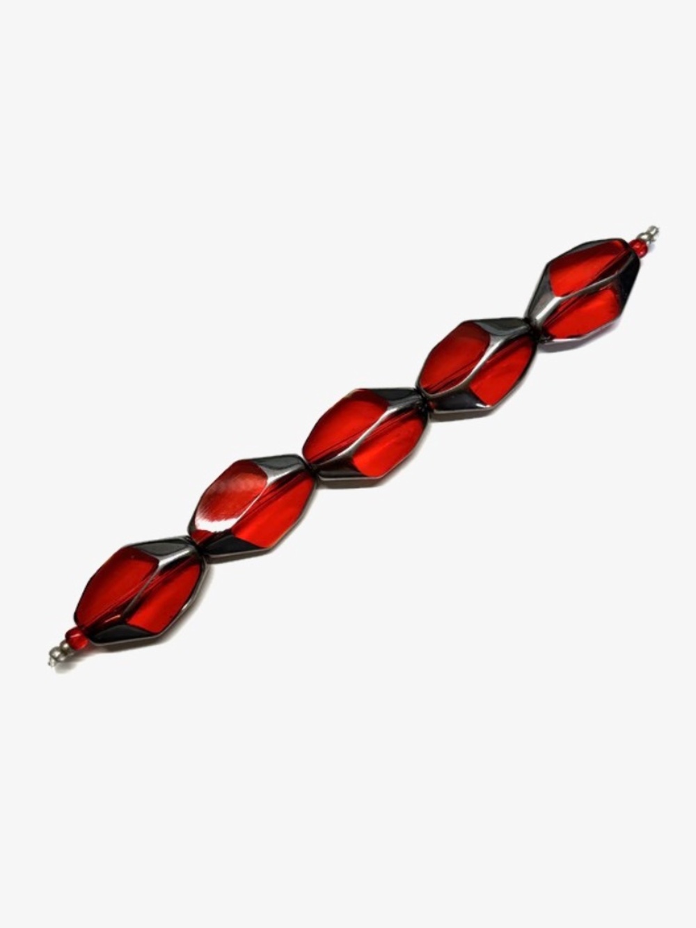 As Low As $2 Siam & Silver Window Cut Glass Beads 26mm x 18mm (5)